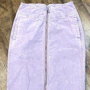 Free People Womens Corduroy Skirt Pleated Center Zip Midi 25" Waist Purple We